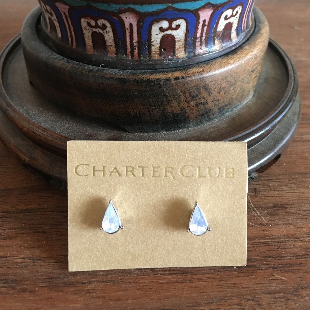 Diamond Tear Drop Stud Earrings